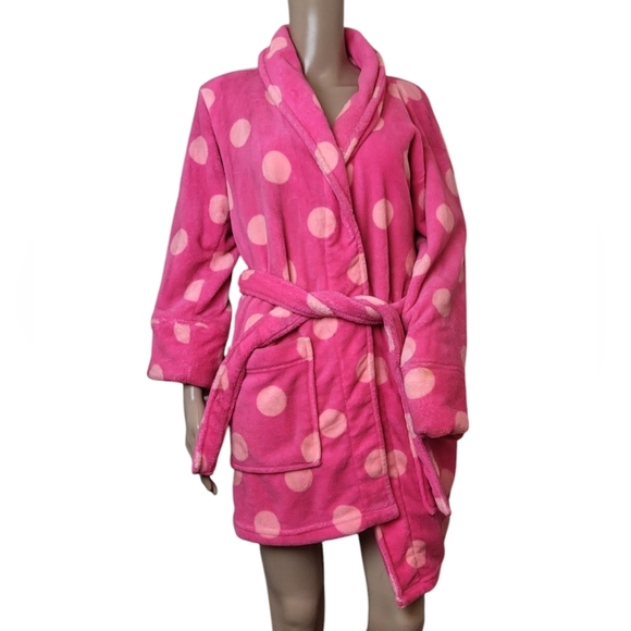 Victoria Secrets Pink Bling Polka Dot Bath Robe - Picture 2 of 5